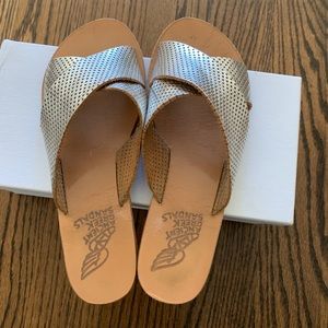 Ancient Greek Thais Sandals perforated silver 38